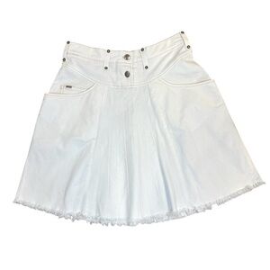 Wonderlands White Denim Skirt with Frayed Hem size 10